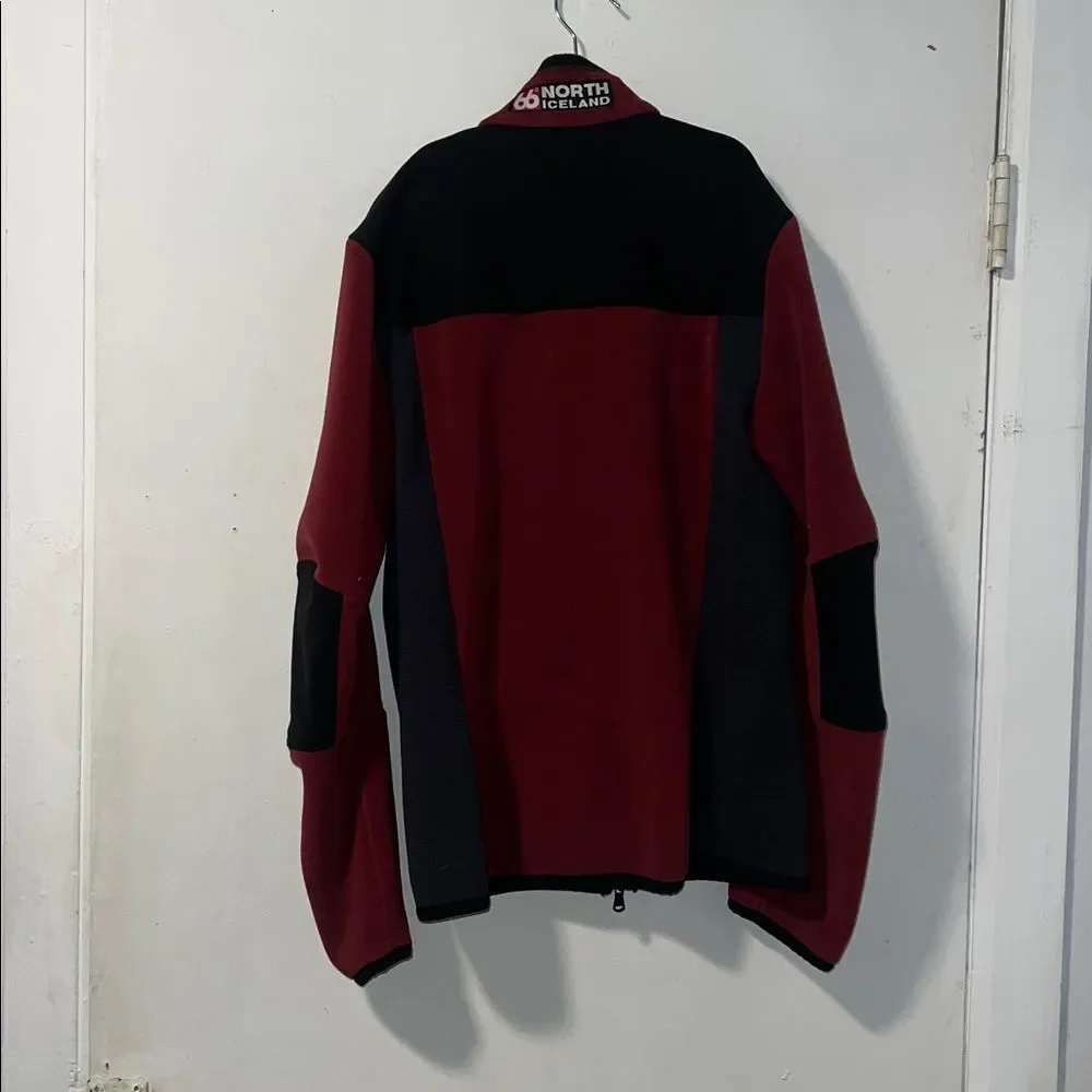 66° NORTH Red and Black Polartec Fleece Zip Jacket- Youth L